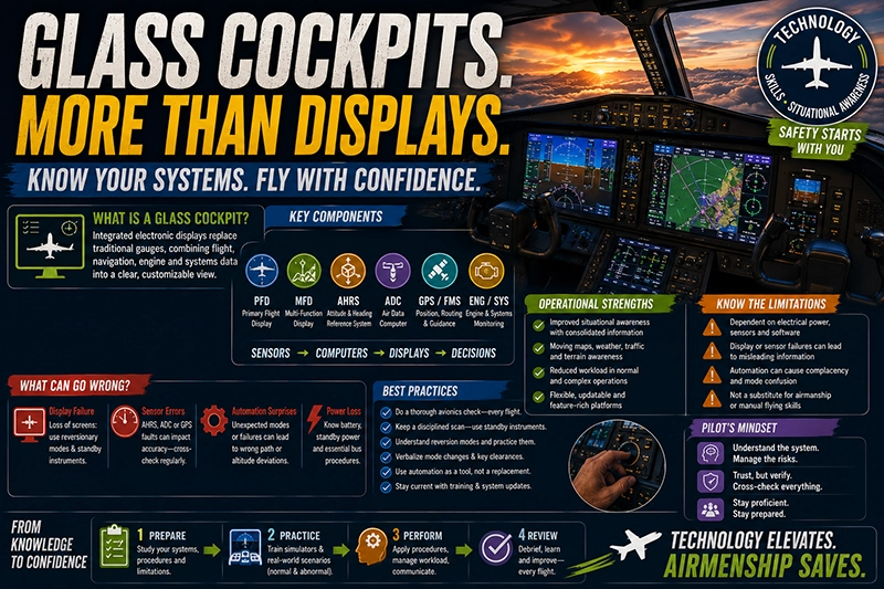 Glass Cockpits in Aviation: History, Use, and Safety