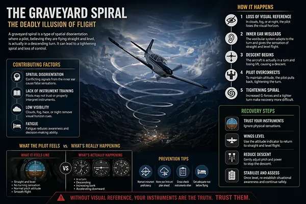 Graveyard Spiral Explained Causes Recovery and Prevention in Aviation