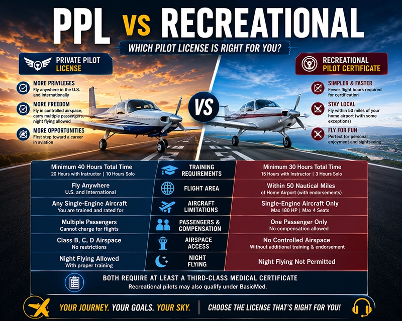 Private Pilot License vs Recreational Pilot Certificate Key Differences Explained