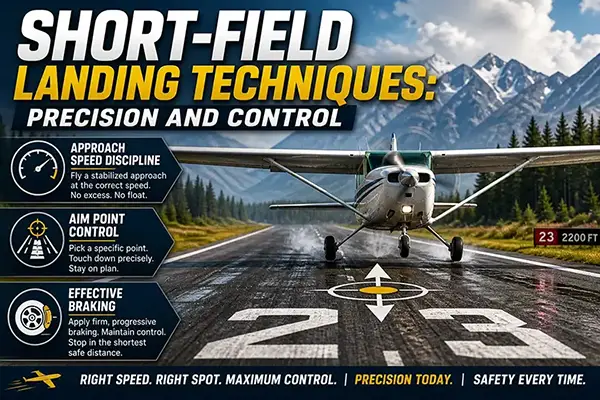 Short-Field Landing Techniques: Approach Speed, Aim Point, and Braking