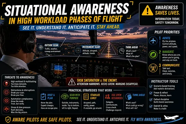 Situational Awareness in High Workload Phases of Flight — Pilot Strategies & Instructor Techniques
