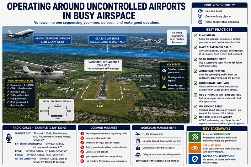 Uncontrolled Airports in Busy Airspace: Complete Guide