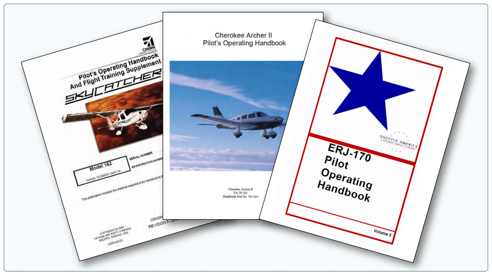Pilot Operating Handbooks from manufacturers.