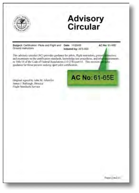 Example of an Advisory Circular in its fifth revision.