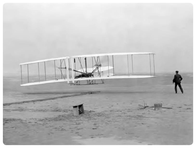 First flight by the Wright brothers.