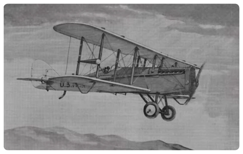 The de Haviland DH-4 on the New York to San Francisco inaugural route in 1921.