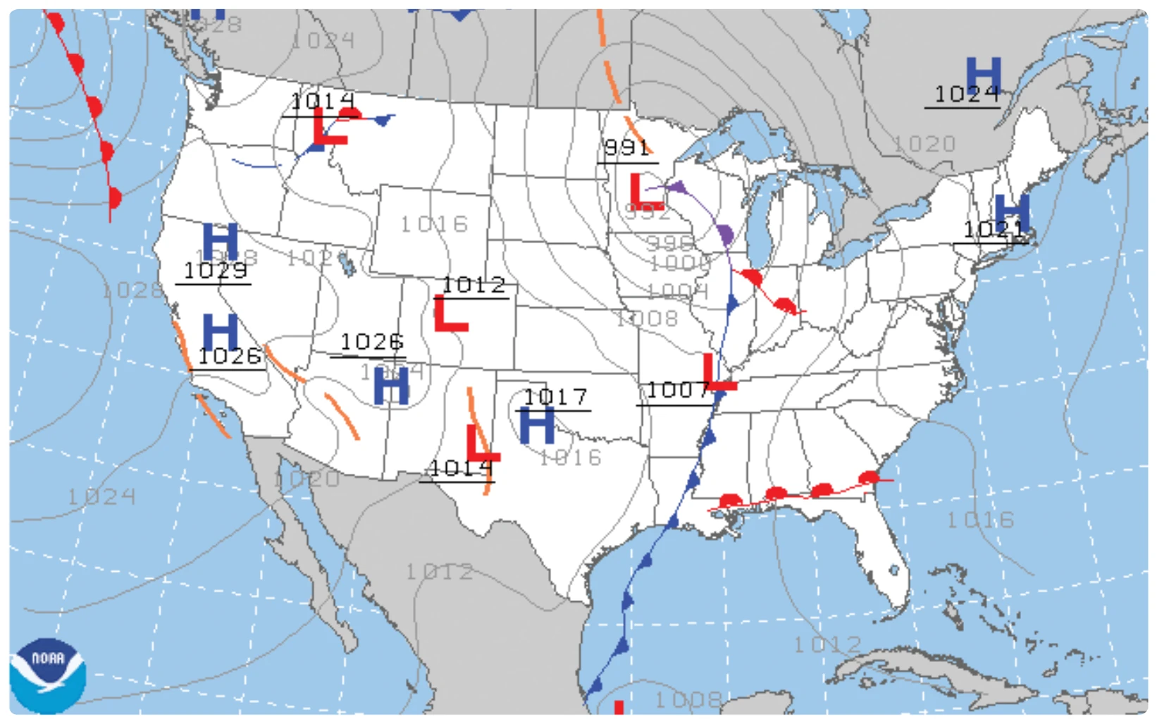 Surface analysis chart.