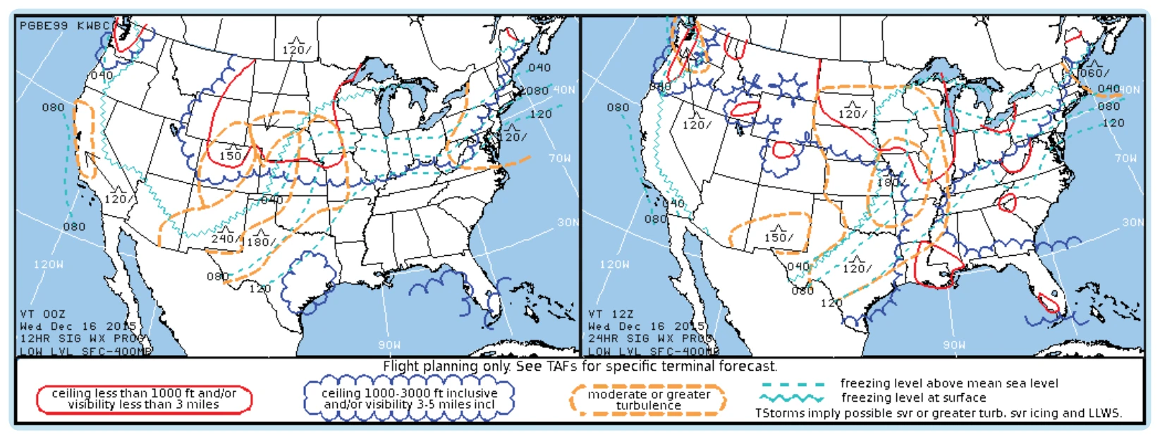 Significant weather prognostic chart.