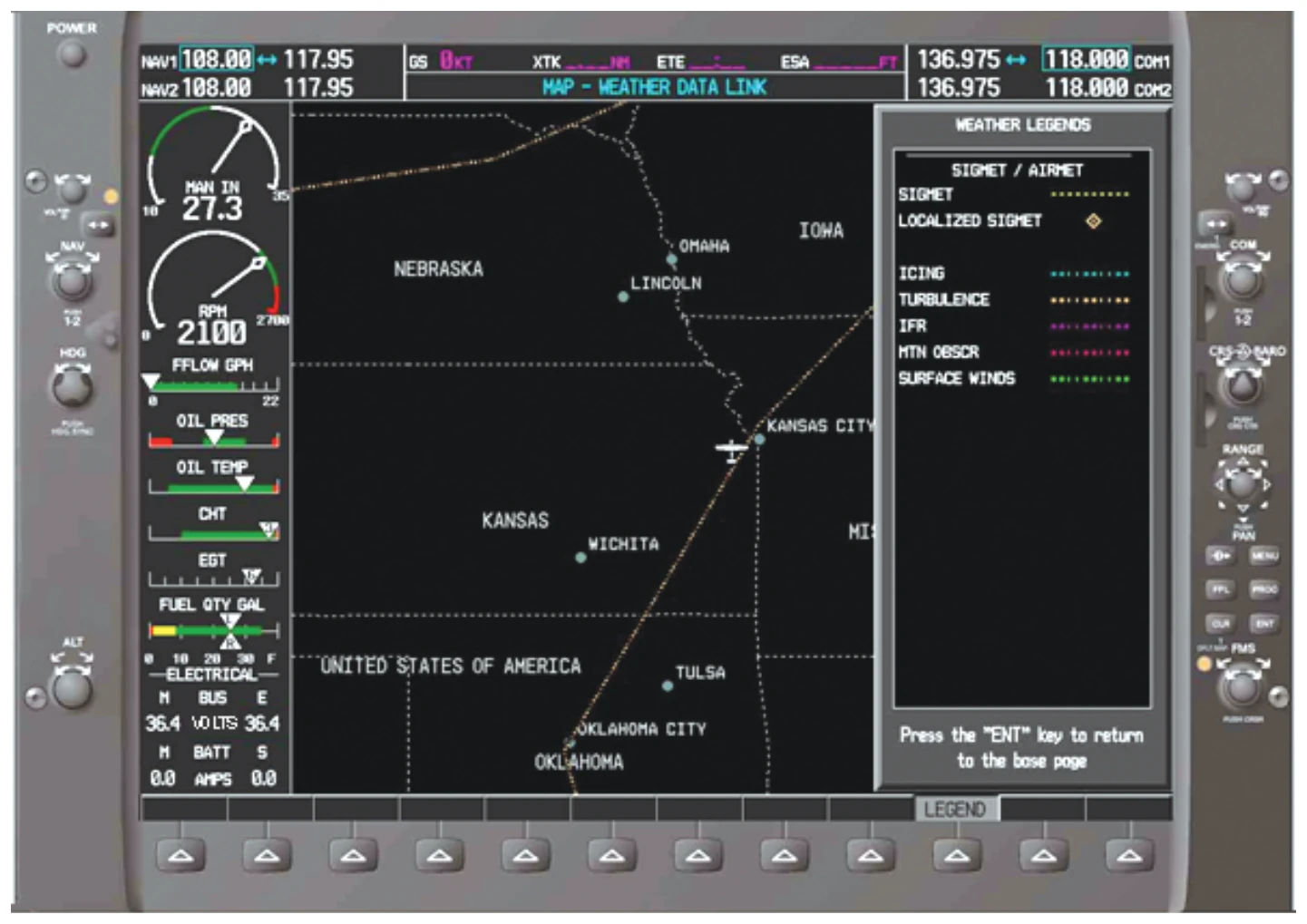SIGMET/AIRMET legend display.