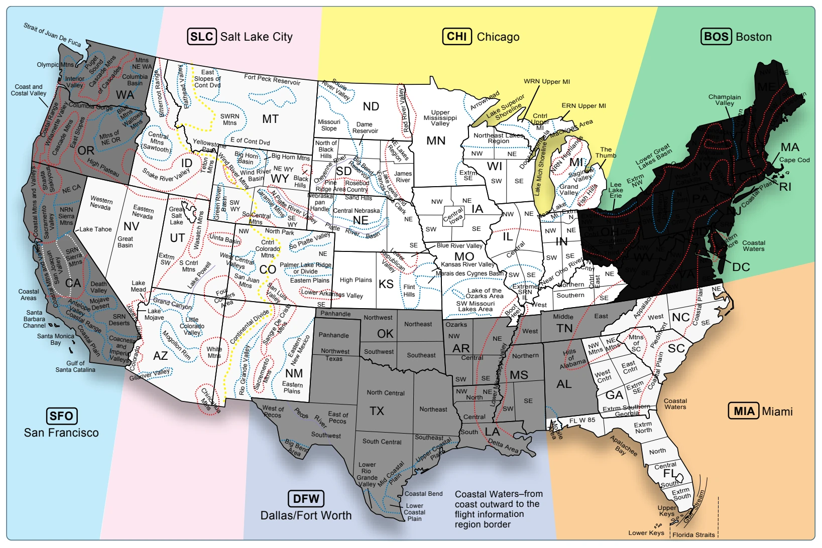 Area forecast region map.