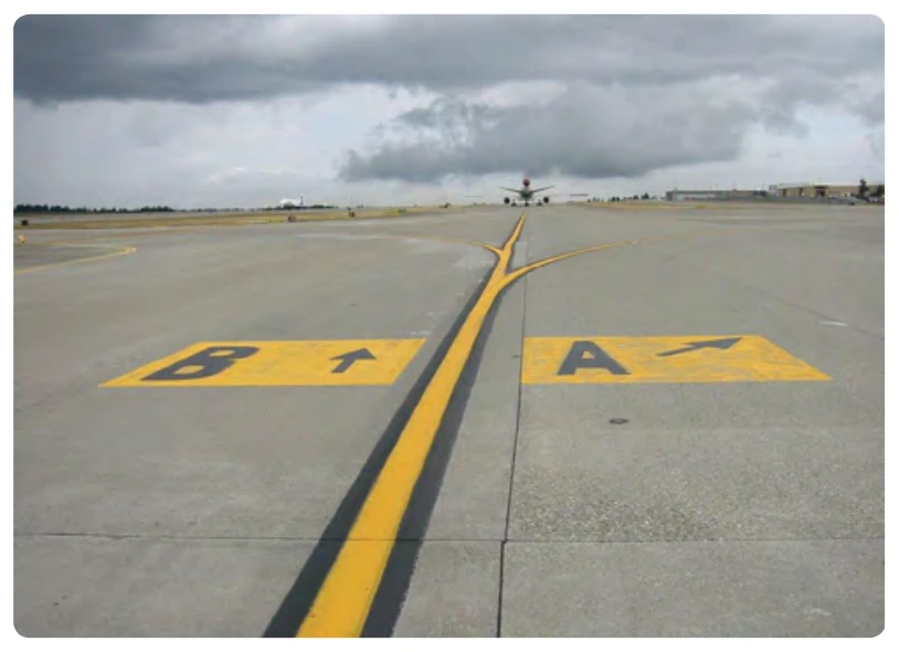 Surface painted taxiway direction signs.