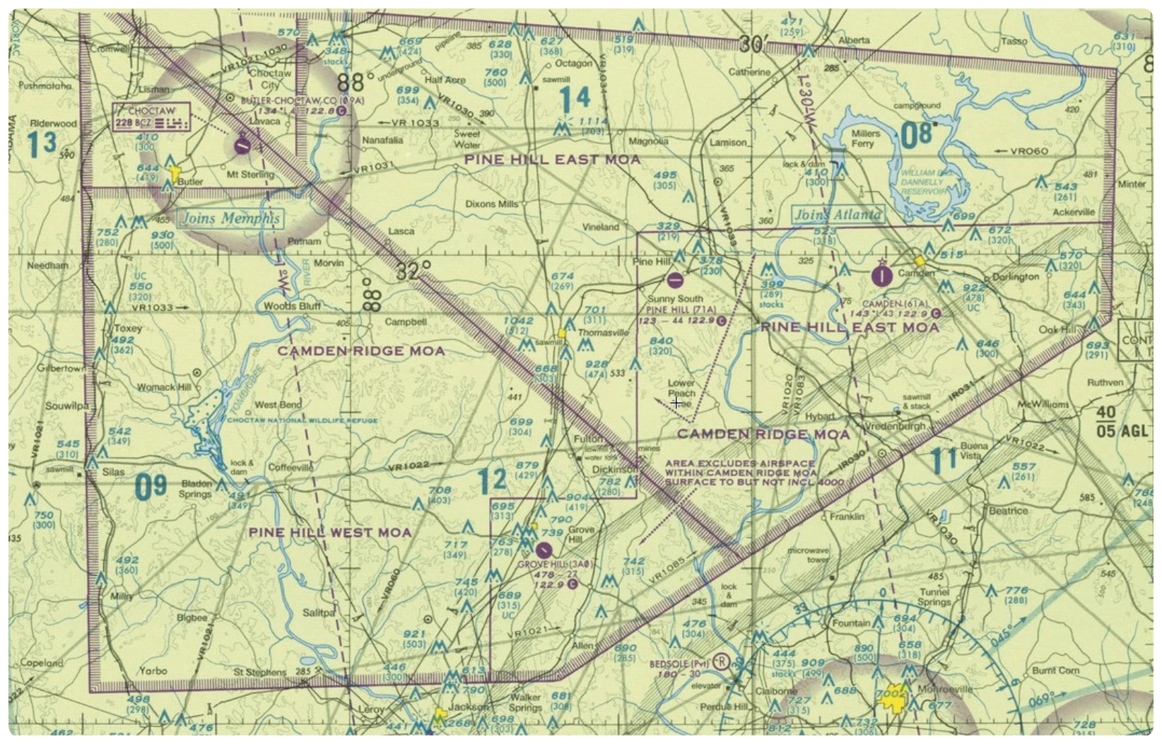 Camden Ridge MOA is an example of a military operations area.