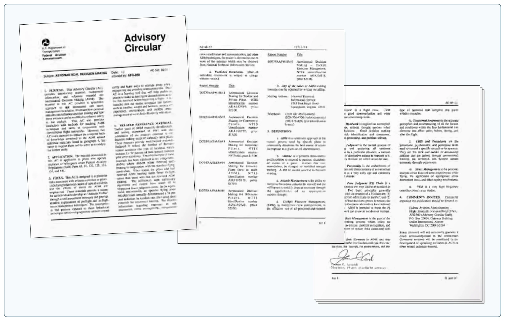 Advisory Circular (AC) 60-22, “Aeronautical Decision Making,” carries a wealth of information for the pilot to learn.