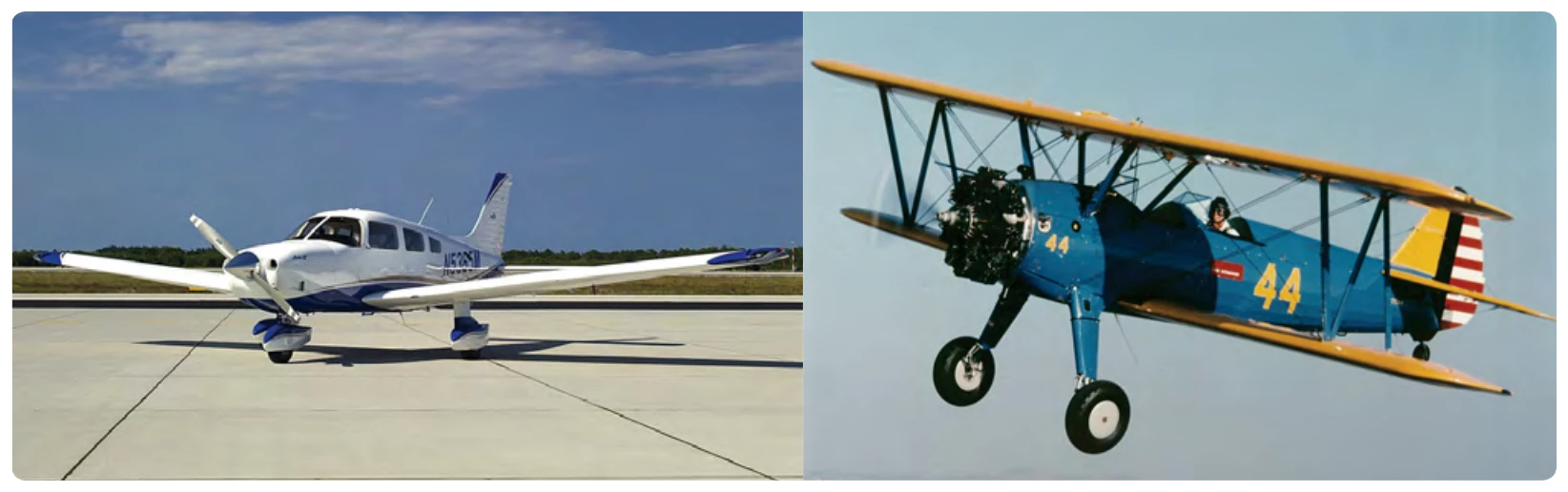 Monoplane (left) and biplane (right).