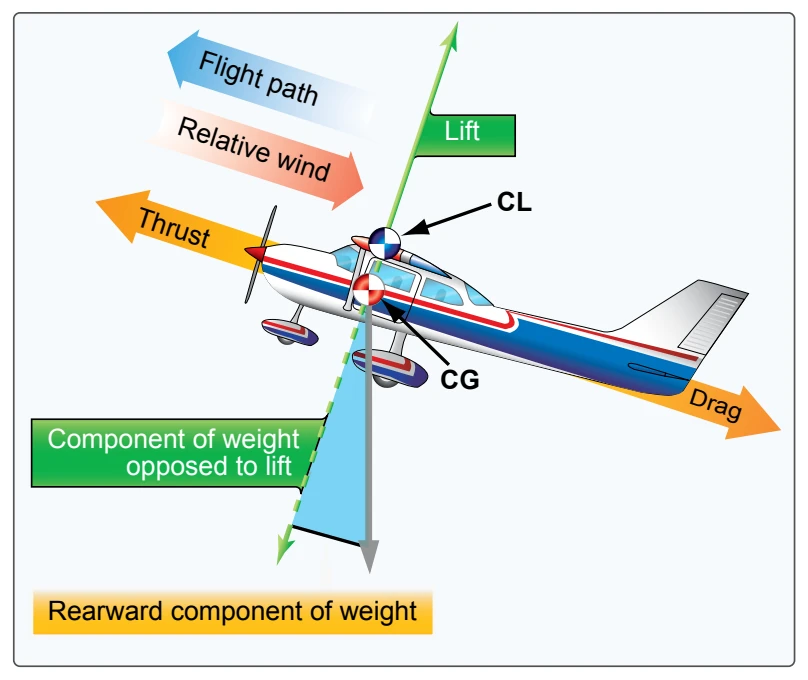 Force vectors during a stabilized climb.
