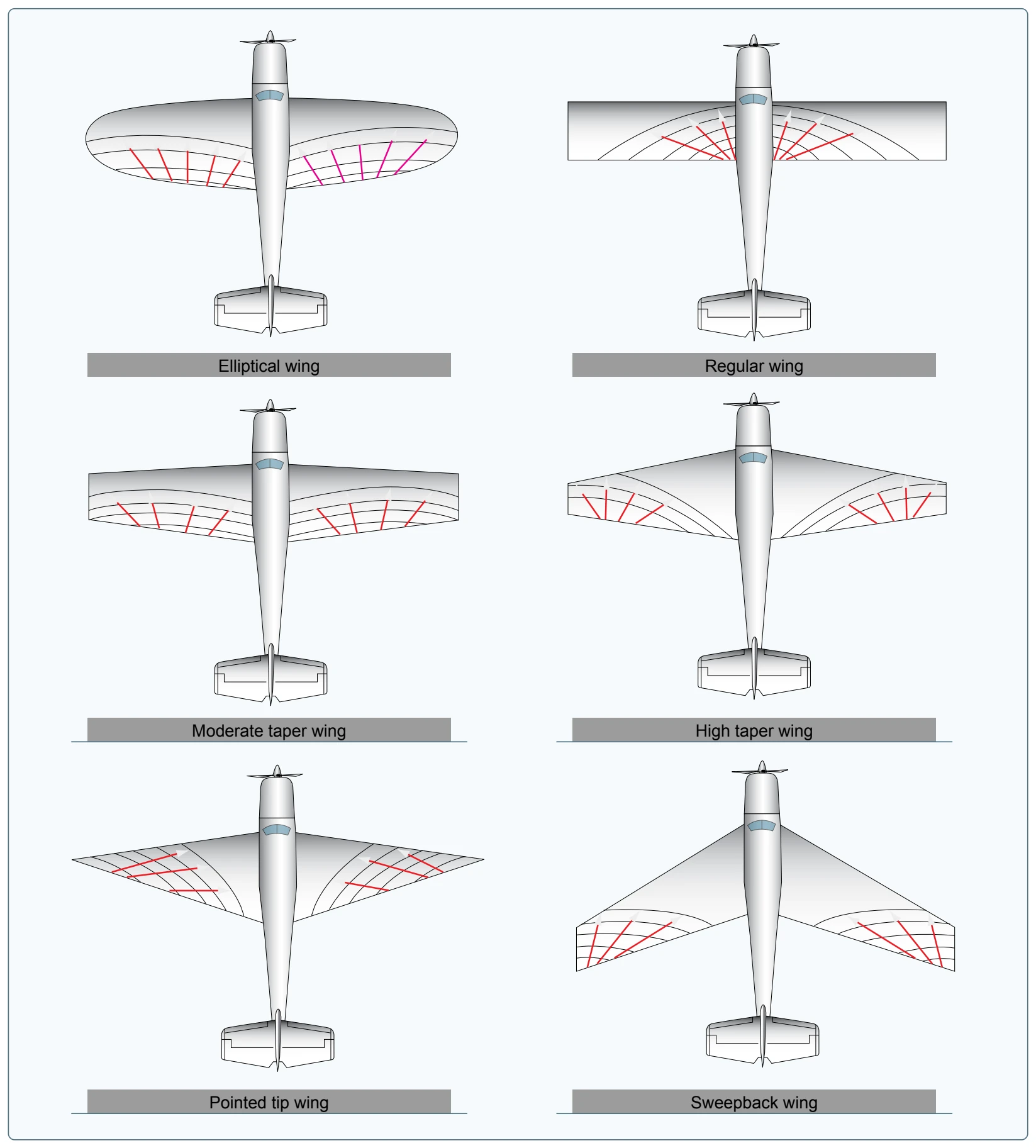 Different types of wing planforms.