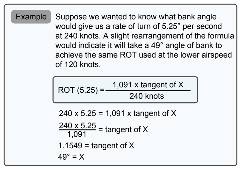 To achieve the same rate of turn of an aircraft traveling at 120 knots, an increase of bank angle is required.