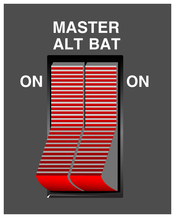 On this master switch, the left half is for the alternator and the right half is for the battery. [Figure 7-36]