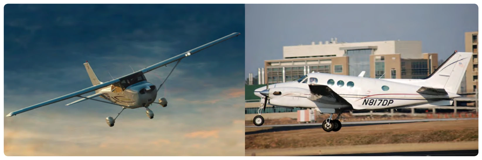 Fixed (left) and retractable (right) gear airplanes.