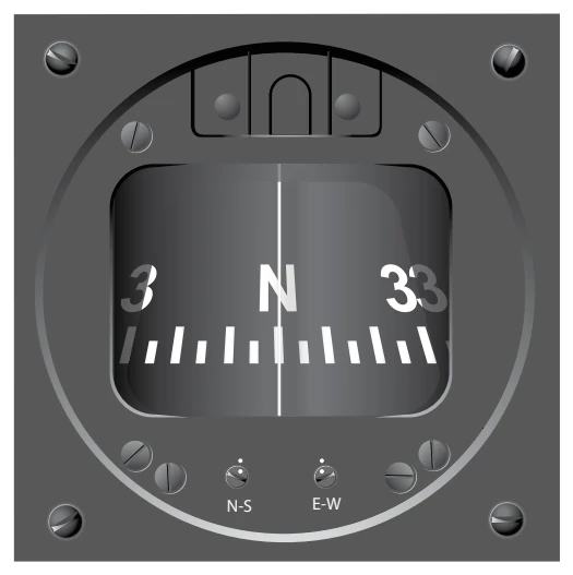 A magnetic compass. The vertical line is called the lubber line.