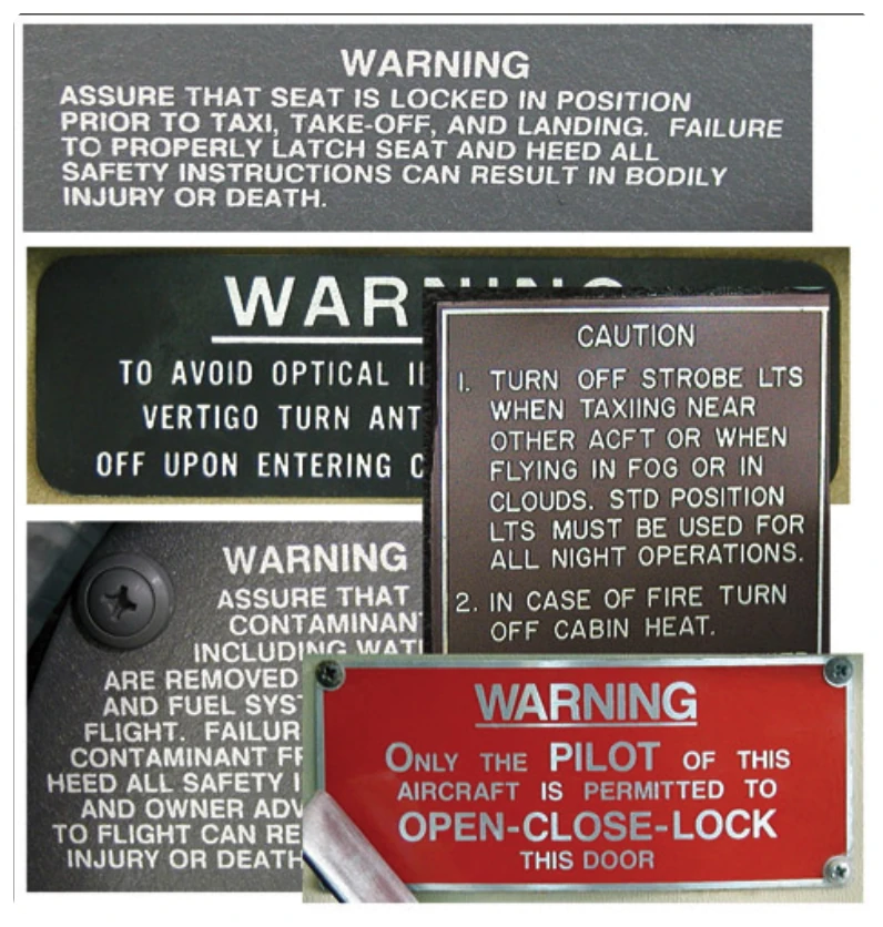Placards are used to depict aircraft limitations.